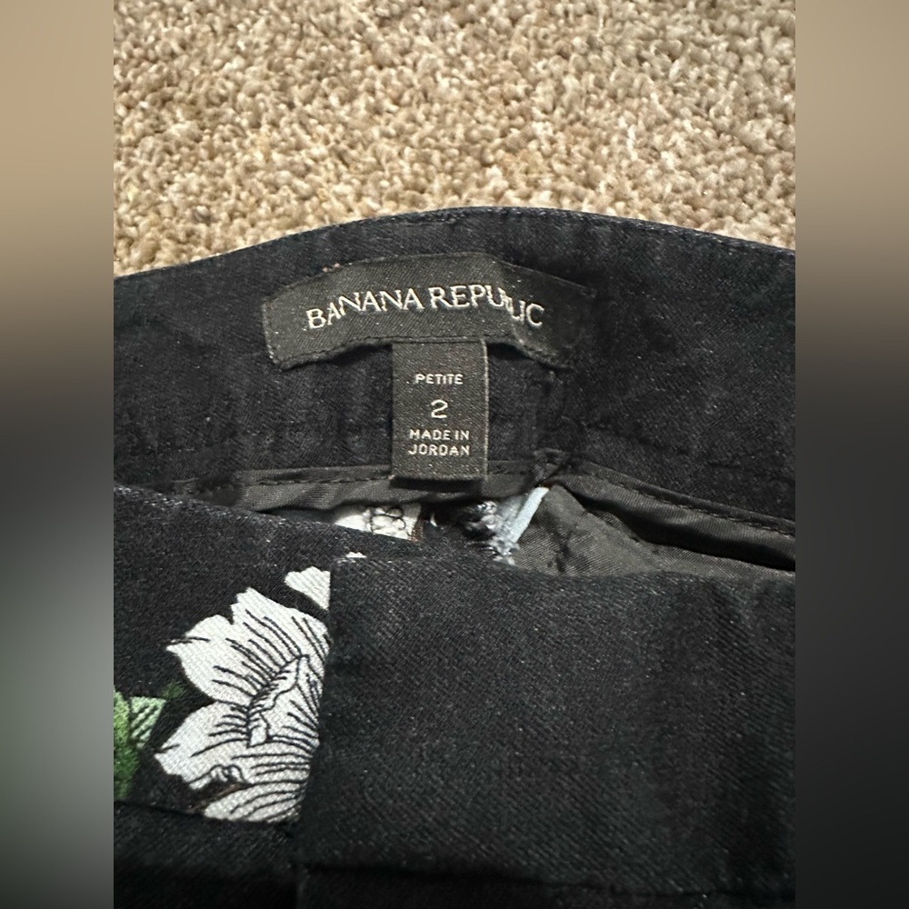 Banana Republic Floral Black Women's trousers/ dress pants size 2 petite - Picture 8 of 15